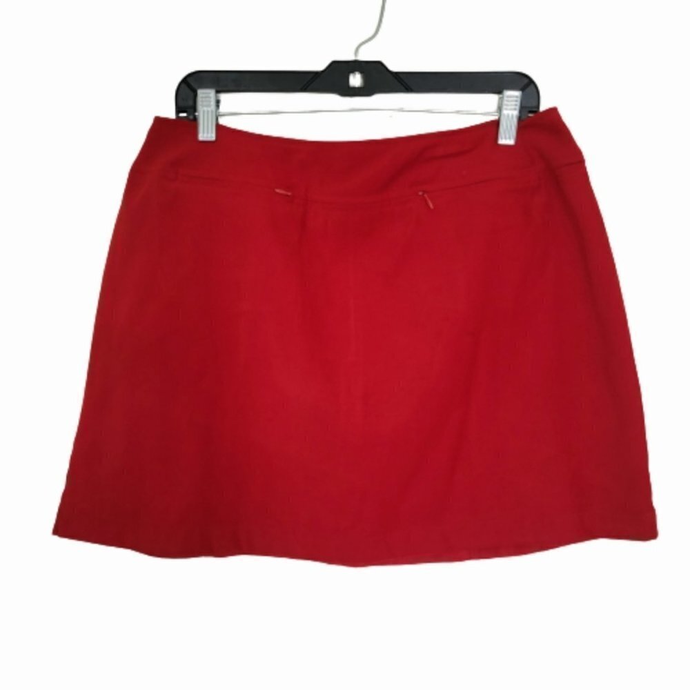 𝅺STRETCH red mini skirt 2 zipper pocket in front